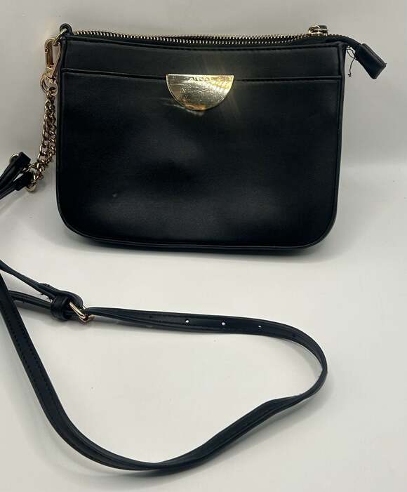 Aldo Handbags - Aldo Black Small Crossbody Bag with Gold-Tone Half-Moon Hardware